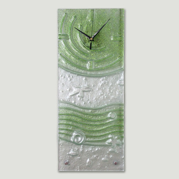 Reloj cristal rectangular verde/gris 22x55cm