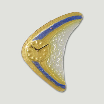 Reloj cristal amarillo/azul 27x44cm