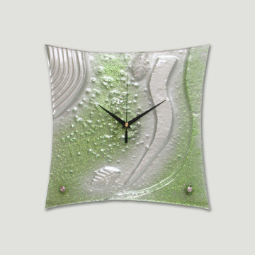 Reloj cristal cuadrado verde/gris 32x32cm