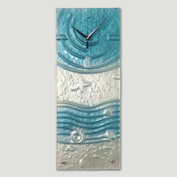 Reloj cristal rectangular azul/gris 22x55cm