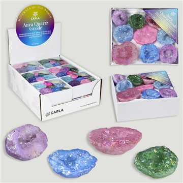 AURA QUARZ GEODE. Cores sortidas. 8x10x4cm