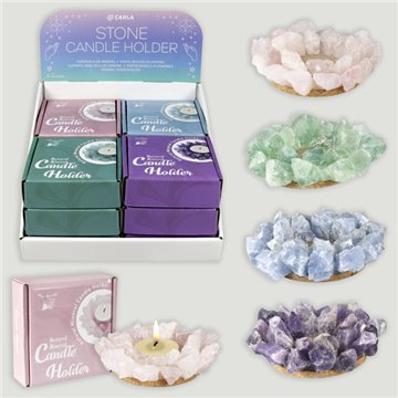 STONE CANDLE HOLDER. Porta-velas mineral. 10cm