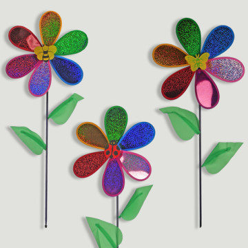 Moulin à vent. 1 fleur. Insectes assortis. Env. 28 x 69 cm