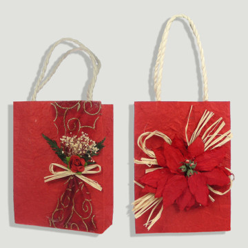 Sac en papier décoré de fleur 03. 12x16cm.