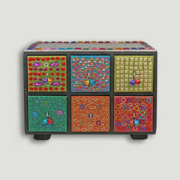 Caja decorativa 6 cajones. Colores surtidos. 21x16cm