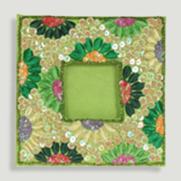 Marco fotos lentejuelas verde 13x13cm