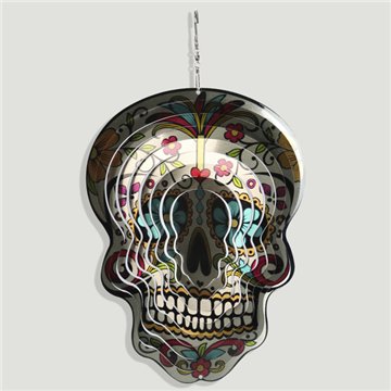 Steel spinner. Multicolored skull 23x30cm