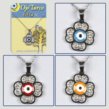 Hook 22. Silver steel pendant with zircons. Turkish eye