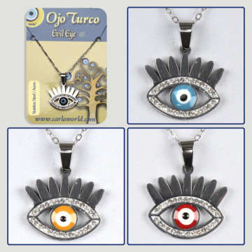 Hook 26. Silver steel pendant with zircons. Turkish eye