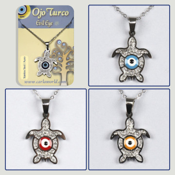 Hook 30. Silver steel pendant with zircons. Turkish eye