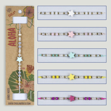 Pulseira ajustável. Modelo: estrela. Cores variadas