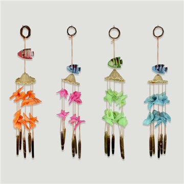 Móvil mini sombrero, pez y conchas. 30cm. Colores surtidos