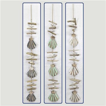 Wooden mobile 3 shells with trunks. Assorted colors. 100cm