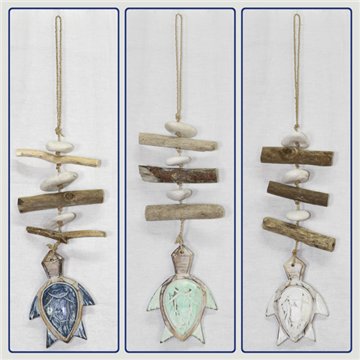 Móvil madera tortuga con tronquitos. Colores surtidos. 40cm