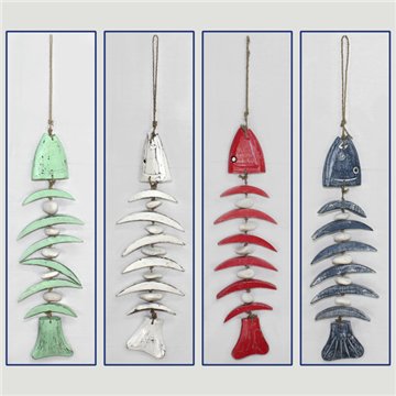 Wooden mobile fishbone. Assorted colors. 60cm.