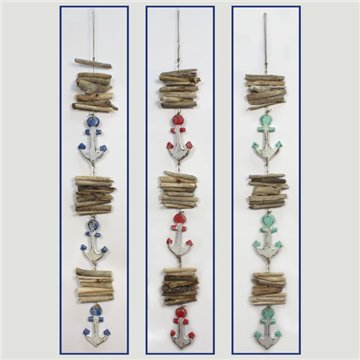 Móvel de madeira 3 âncoras com baús. Cores sortidas. 100cm