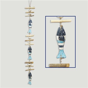 Móvil madera y tronquitos 3 sardinas. 110cm. 