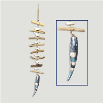 Wooden mobile 1 sardine and trunks. 60-70cm.