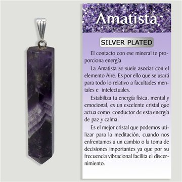 Améthyste. Pendentif plaqué argent. Pointe.