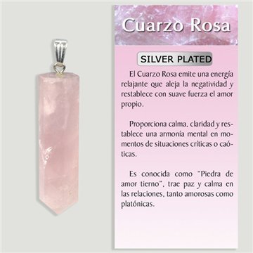 Quartz rose. Pendentif plaqué argent. 