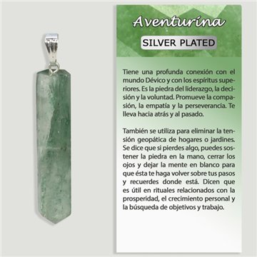 Aventurine verte. Pendentif plaqué argent. 
