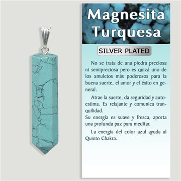Turquoise magnésite. Pendentif plaqué argent. 