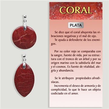 Corail pomme. Pendentif plaqué argent. 