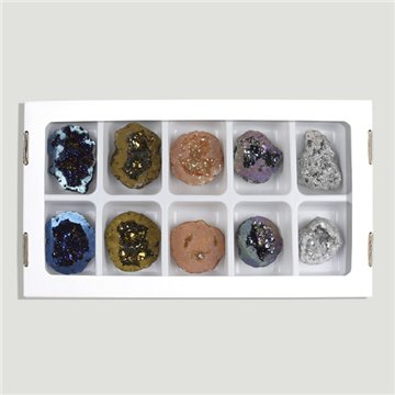 Géode de quartz aura métallique. Env. 3-4,5 cm