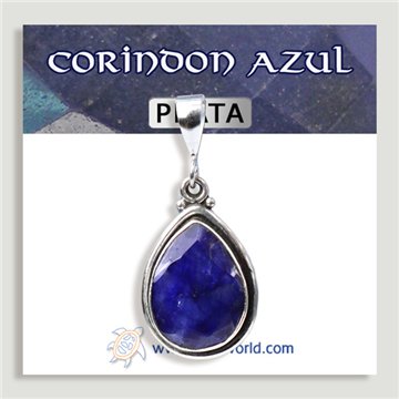 Pendentif en argent. Corindon bleu. À partir de 3 g (PRIX AU GRAMME)