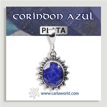 Pendentif en argent. Corindon bleu. À partir de 3 g (PRIX AU GRAMME)