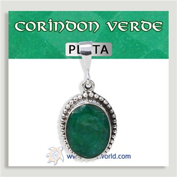 Pendentif en argent. Corindon vert. À partir de 3 g (PRIX AU GRAMME)
