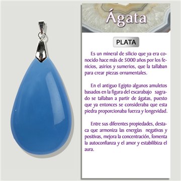 Agate bleue. Pendentif en argent. Formes assorties