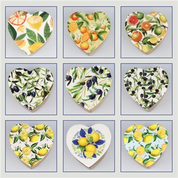 Caja corazón madera mango. Modelo Estilo Mediterráneo. 11x11x5cm