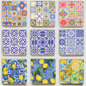 Caja cuadrada madera mango. Modelo Mosaicos. 10x10x5cm