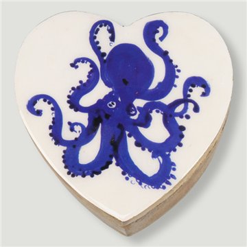 Caja corazón madera mango. Modelo Animales. 11x11x5cm