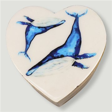 Caja corazón madera mango. Modelo Animales. 11x11x5cm