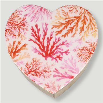 Caja corazón madera mango. Modelo Estampación mar. 11x11x5cm