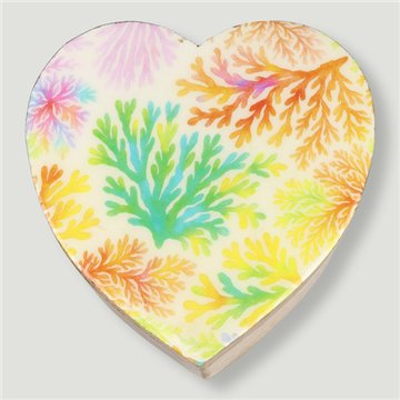 Caja corazón madera mango. Modelo Estampación mar. 11x11x5cm