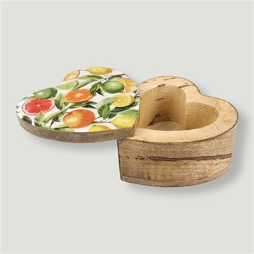 Caja cuadrada madera mango. Modelo Estilo Mediterráneo. 10x10x5cm