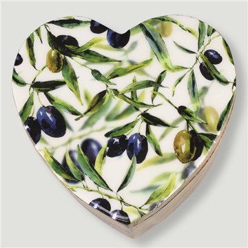 Mango wood heart-shaped box. Mediterranean style design. 11x11x5cm