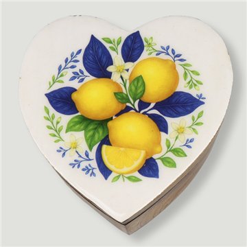 Caja corazón madera mango. Modelo Estilo Mediterráneo. 11x11x5cm