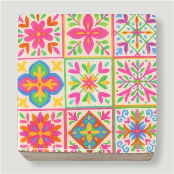 Caja cuadrada madera mango. Modelo Mosaicos. 10x10x5cm