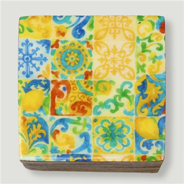 Caja cuadrada madera mango. Modelo Mosaicos. 10x10x5cm