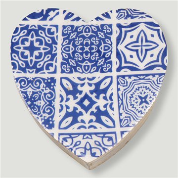 Boîte en forme de cœur en bois de manguier. Motif mosaïque. 11 x 11 x 5 cm