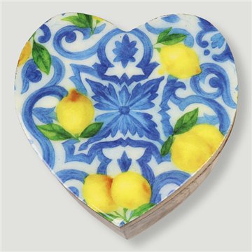 Caja corazón madera mango. Modelo Mosaicos. 11x11x5cm