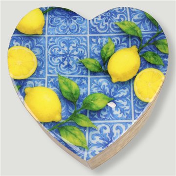 Mango wood heart-shaped box. Mosaic design. 11x11x5cm