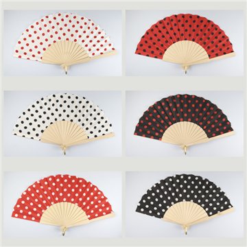 Wooden fan. Model Polka Dots. Surtidos