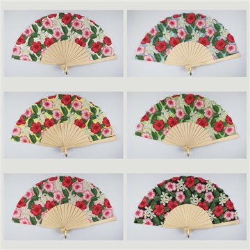 Abanico madera. Modelo Hibiscos. Surtidos