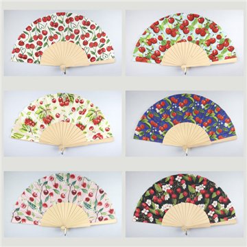 Wooden fan. Model Cherries. Surtidos