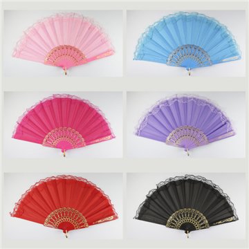 Abanico plástico. Modelo Colores puntilla. Surtidos